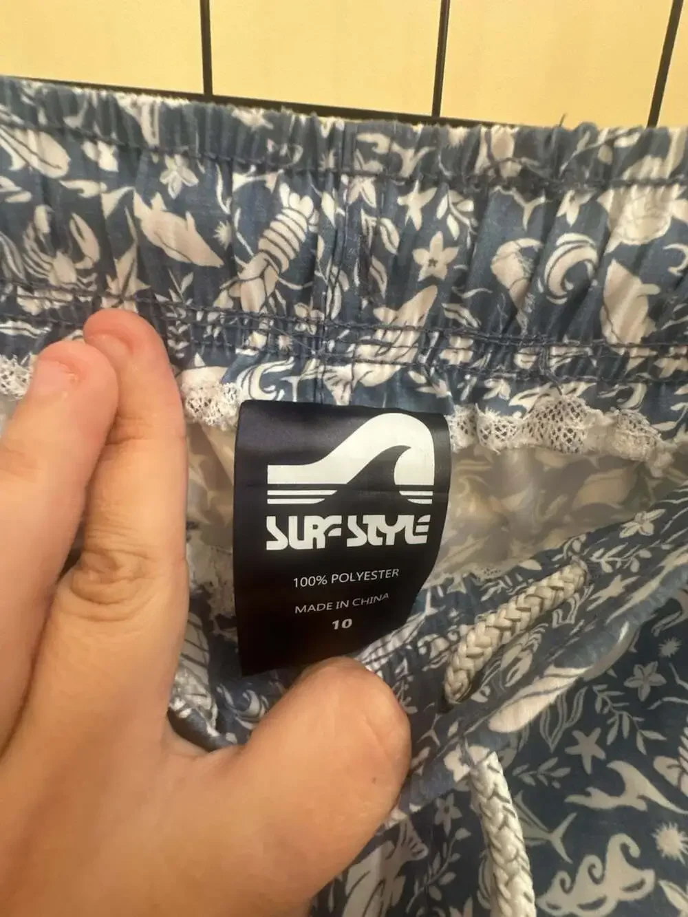 Surf Style Boys Blue Tropical Ocean Life Print Swim Trunks Size 10